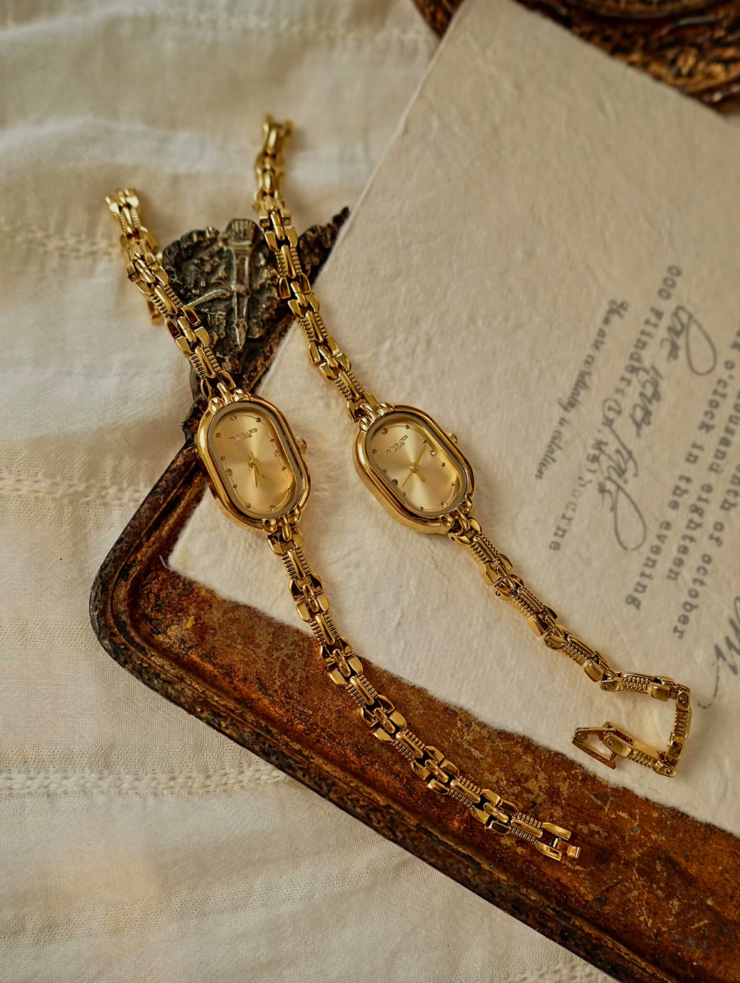 Golden Prism β Oval Gold Vintage Inspired Elegant Watch