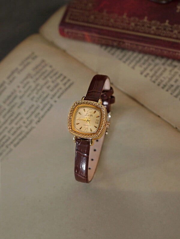 The Verona Watch - Vintage Inspired Brown Leather Gold Watch