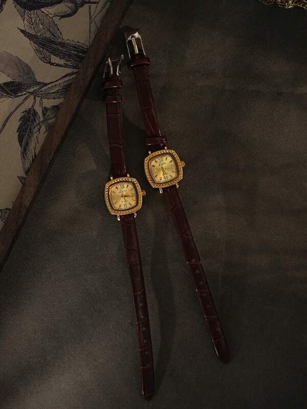 The Verona Watch - Vintage Inspired Brown Leather Gold Watch
