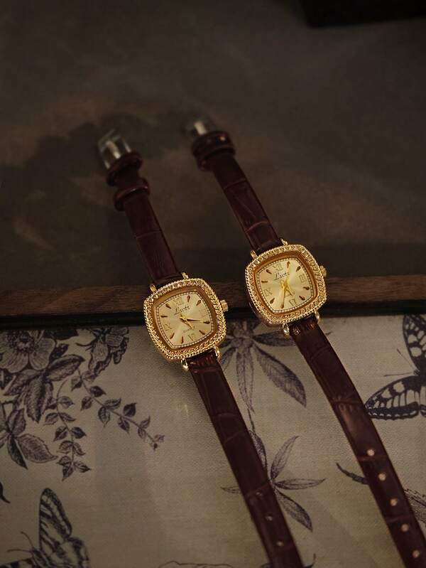 The Verona Watch - Vintage Inspired Brown Leather Gold Watch