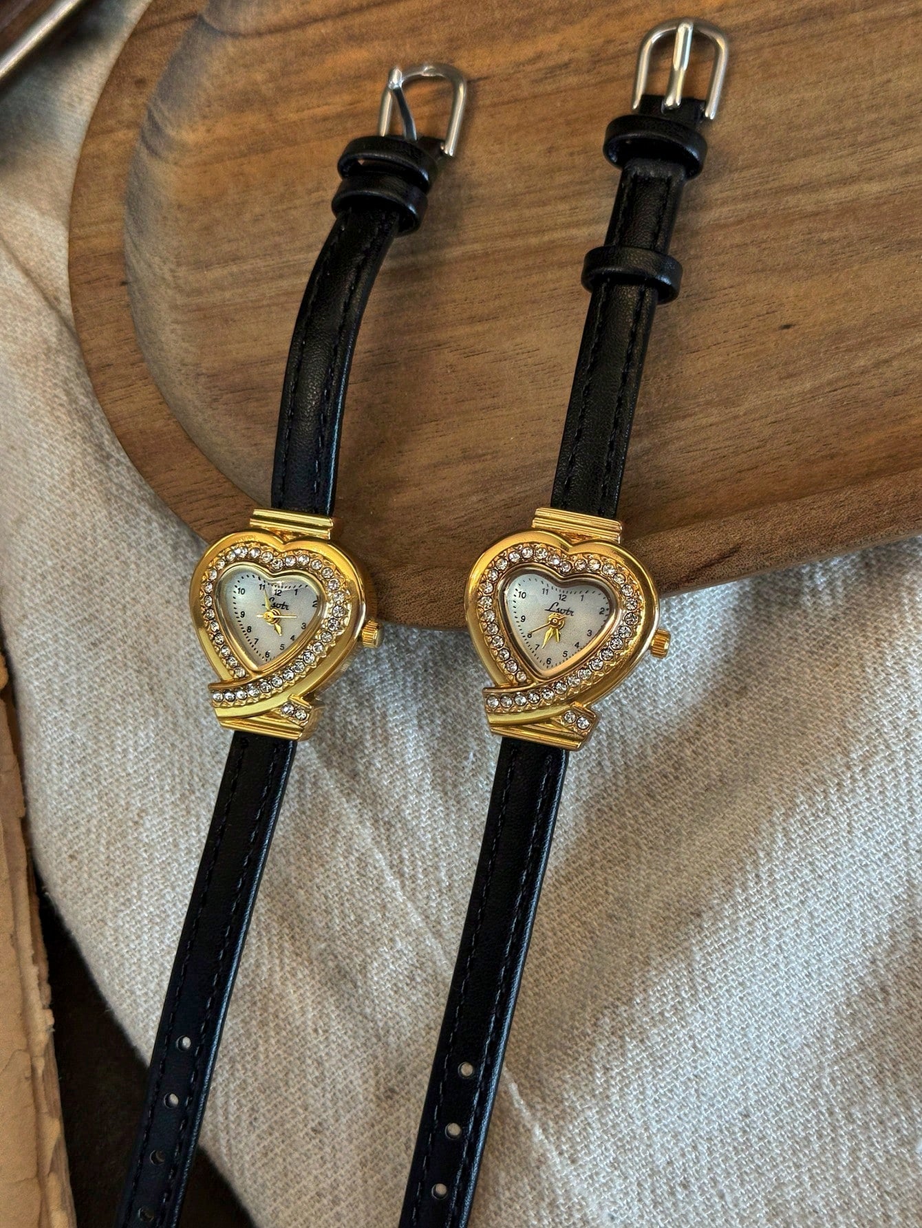 A Heart Remembered - Vintage Inspired Faux Leather Gold Heart Watch