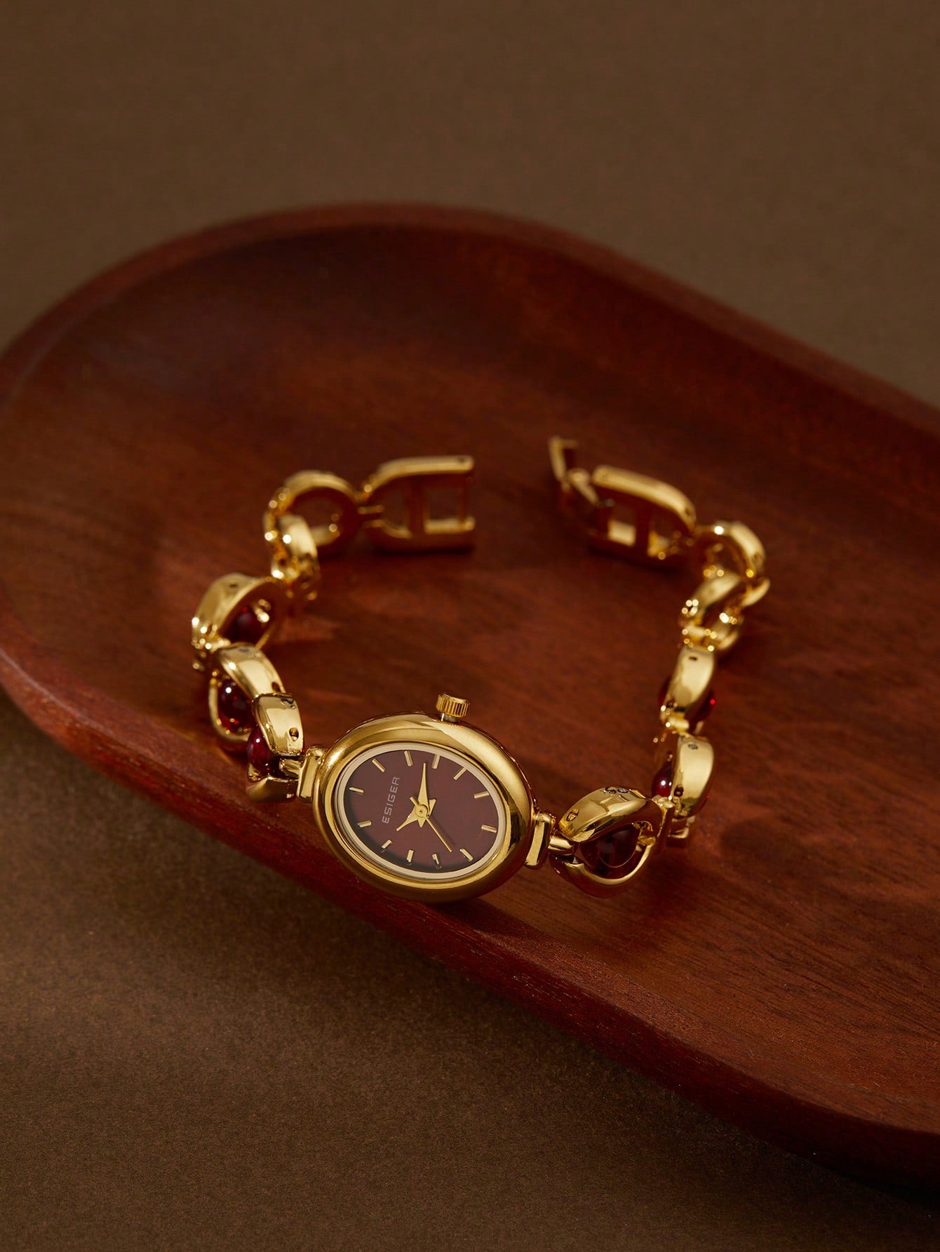 The Velvet Hour Watch- Burgundy Beaded Vintage Inspired Watch for Women