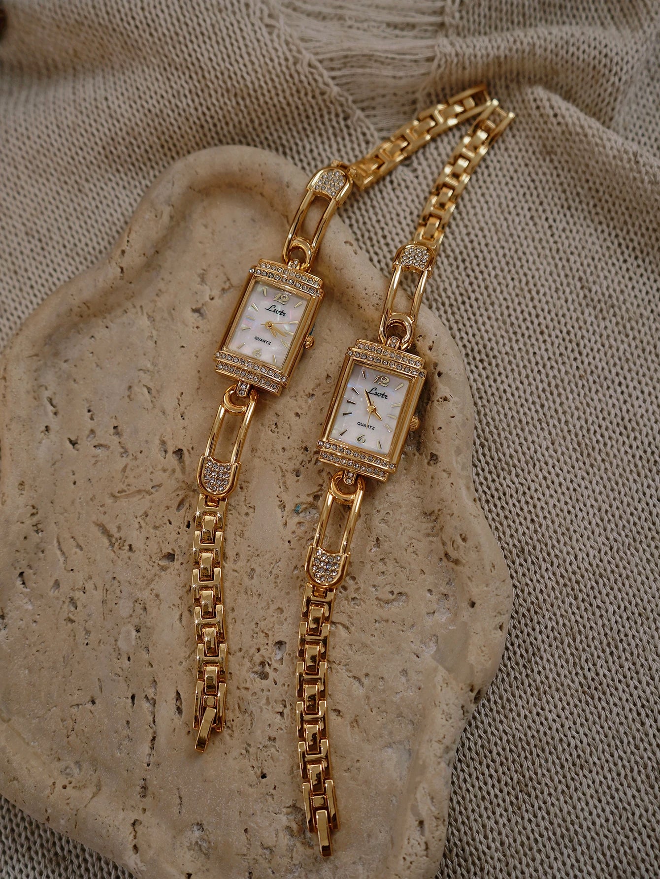 The Grace Watch - Vintage Inspired Crystal Rectangle Bracelet Watch