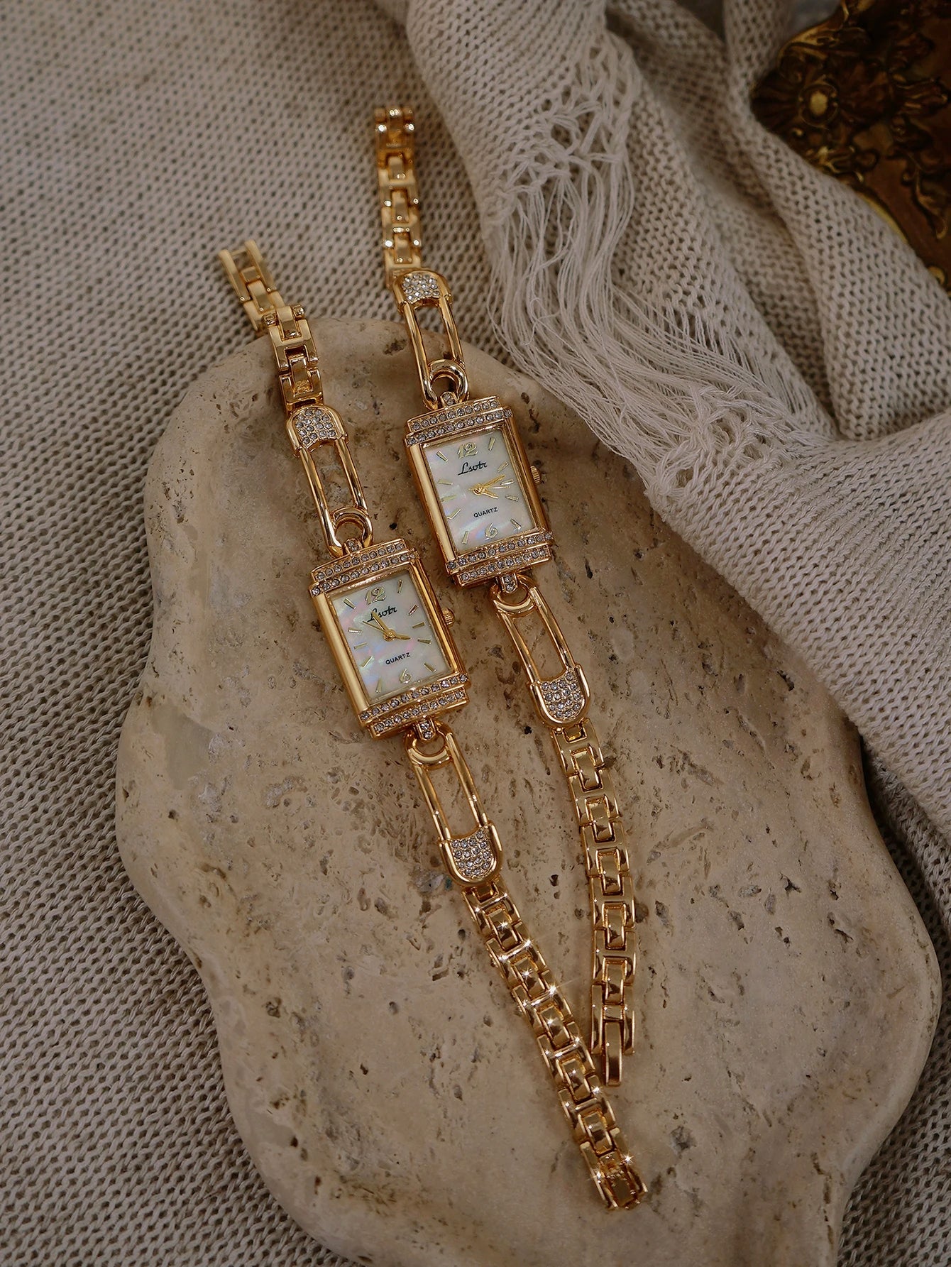 The Grace Watch - Vintage Inspired Crystal Rectangle Bracelet Watch