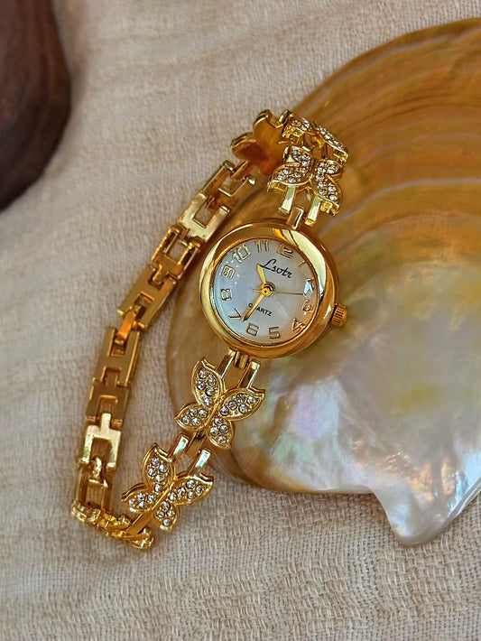 The Secret Garden Butterfly - Gold Butterfly Vintage Style Unique Dainty Women’s Wrist Watch
