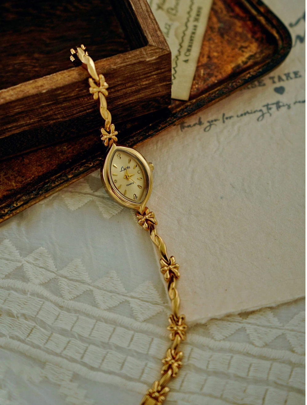 Gold French Vintage Style Unique Dainty Women’s Wrist Watch