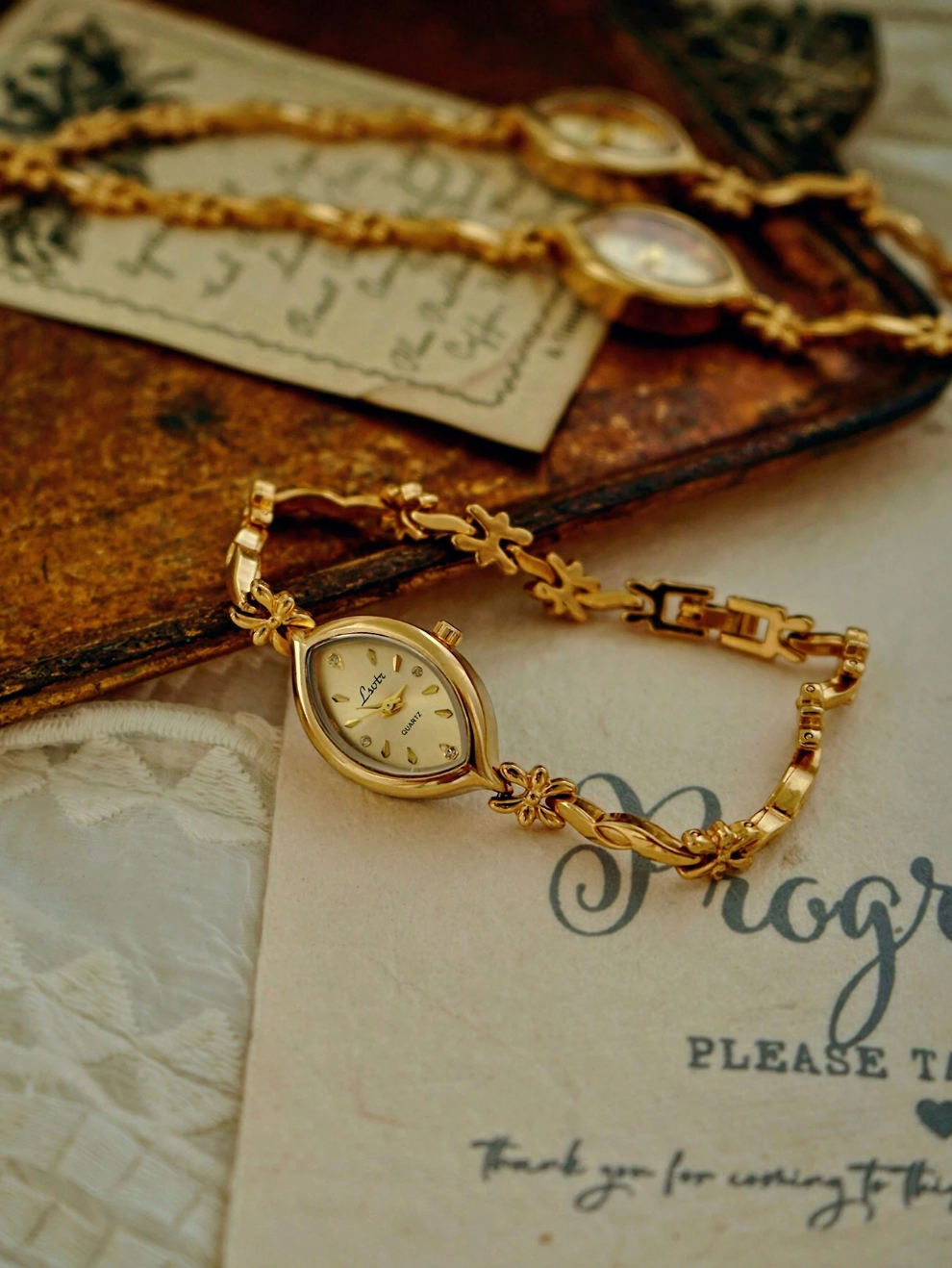 Gold French Vintage Style Unique Dainty Women’s Wrist Watch