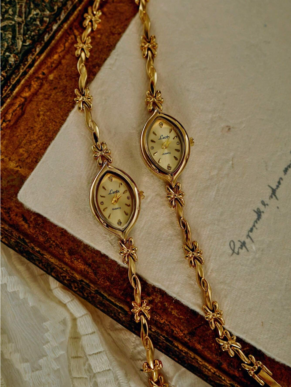 Gold French Vintage Style Unique Dainty Women’s Wrist Watch