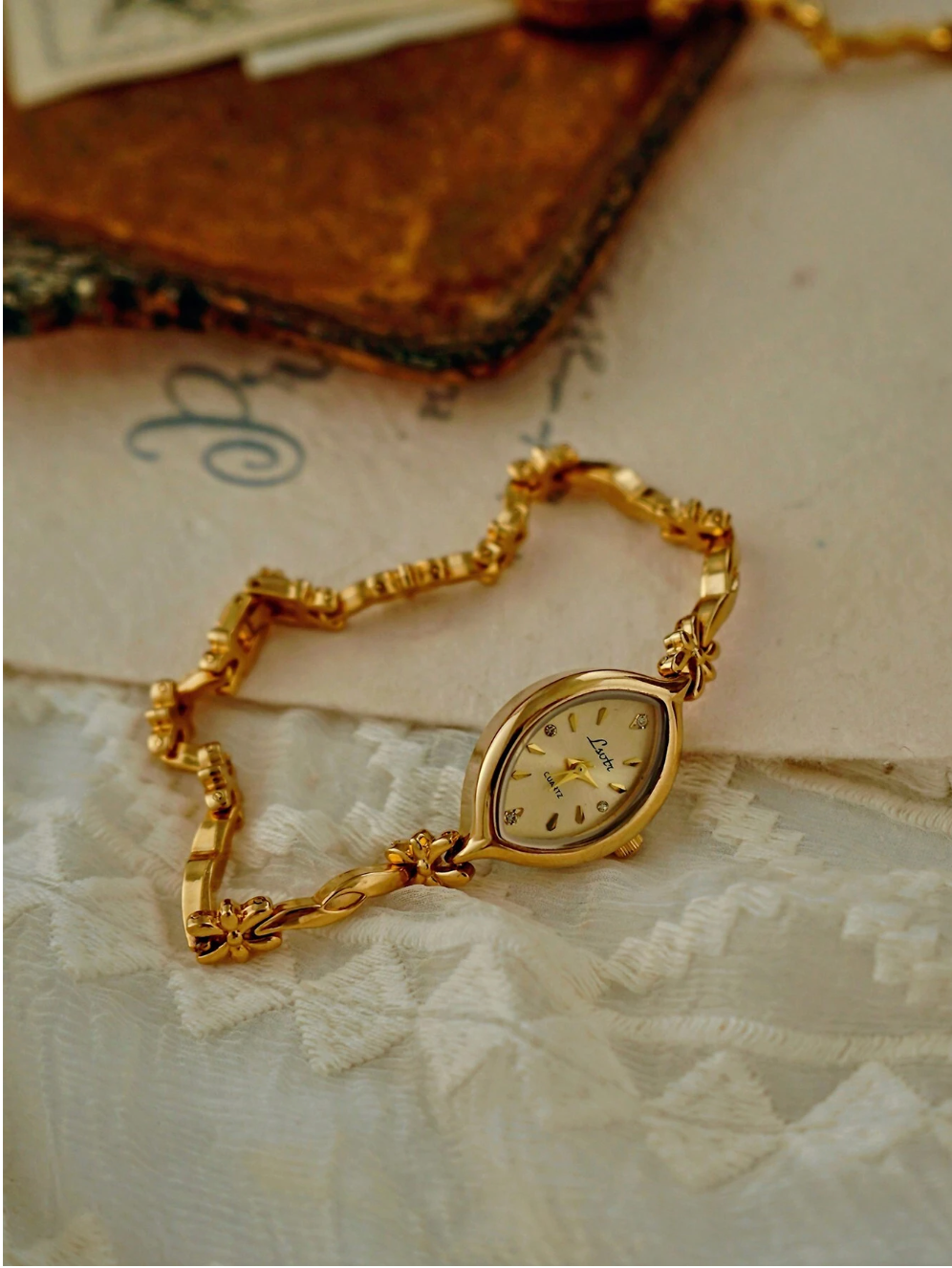 Gold French Vintage Style Unique Dainty Women’s Wrist Watch