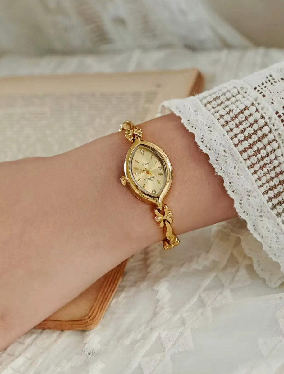 Gold French Vintage Style Unique Dainty Women’s Wrist Watch