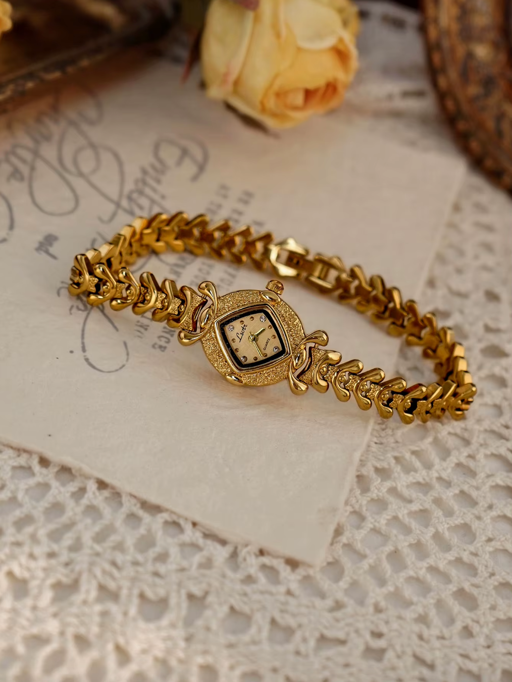 Gold French Vintage Style Unique Dainty Elegant Women’s Wrist Watch