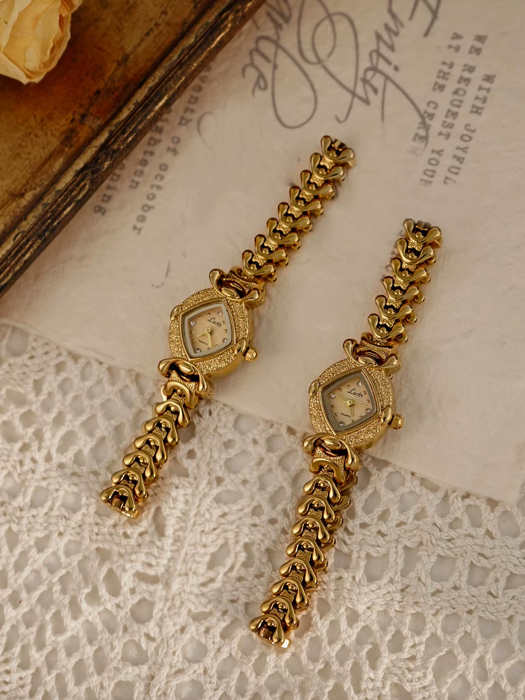 Gold French Vintage Style Unique Dainty Elegant Women’s Wrist Watch