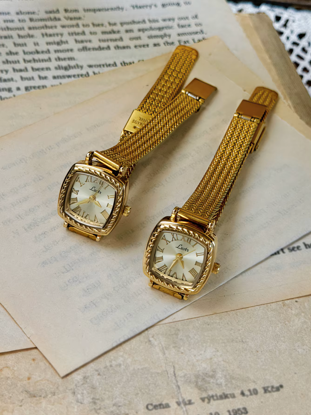 Gold Vintage Style Women’s Elegant French Inspired Square Wrist Watch