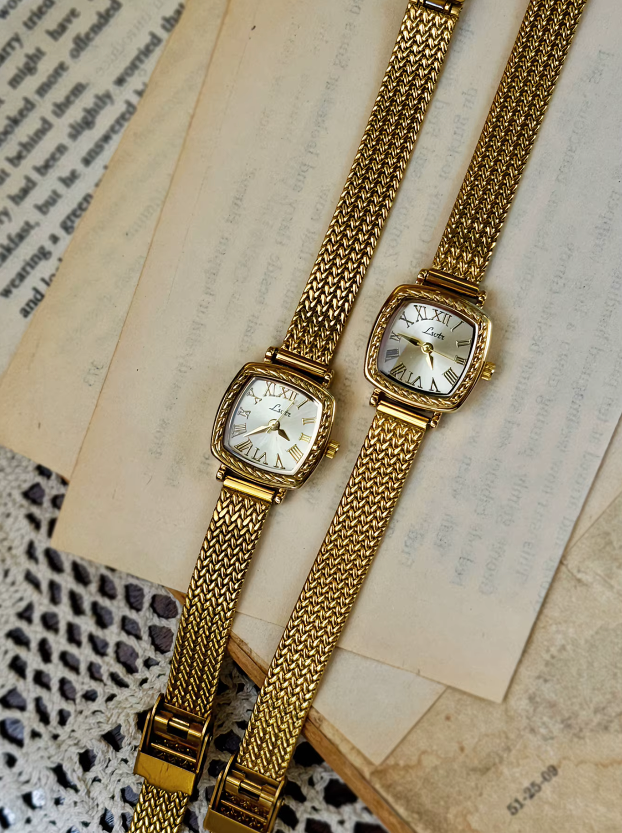 Gold Vintage Style Women’s Elegant French Inspired Square Wrist Watch