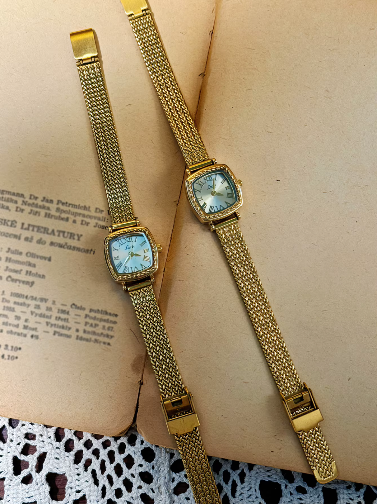 Gold Vintage Style Women’s Elegant French Inspired Square Wrist Watch