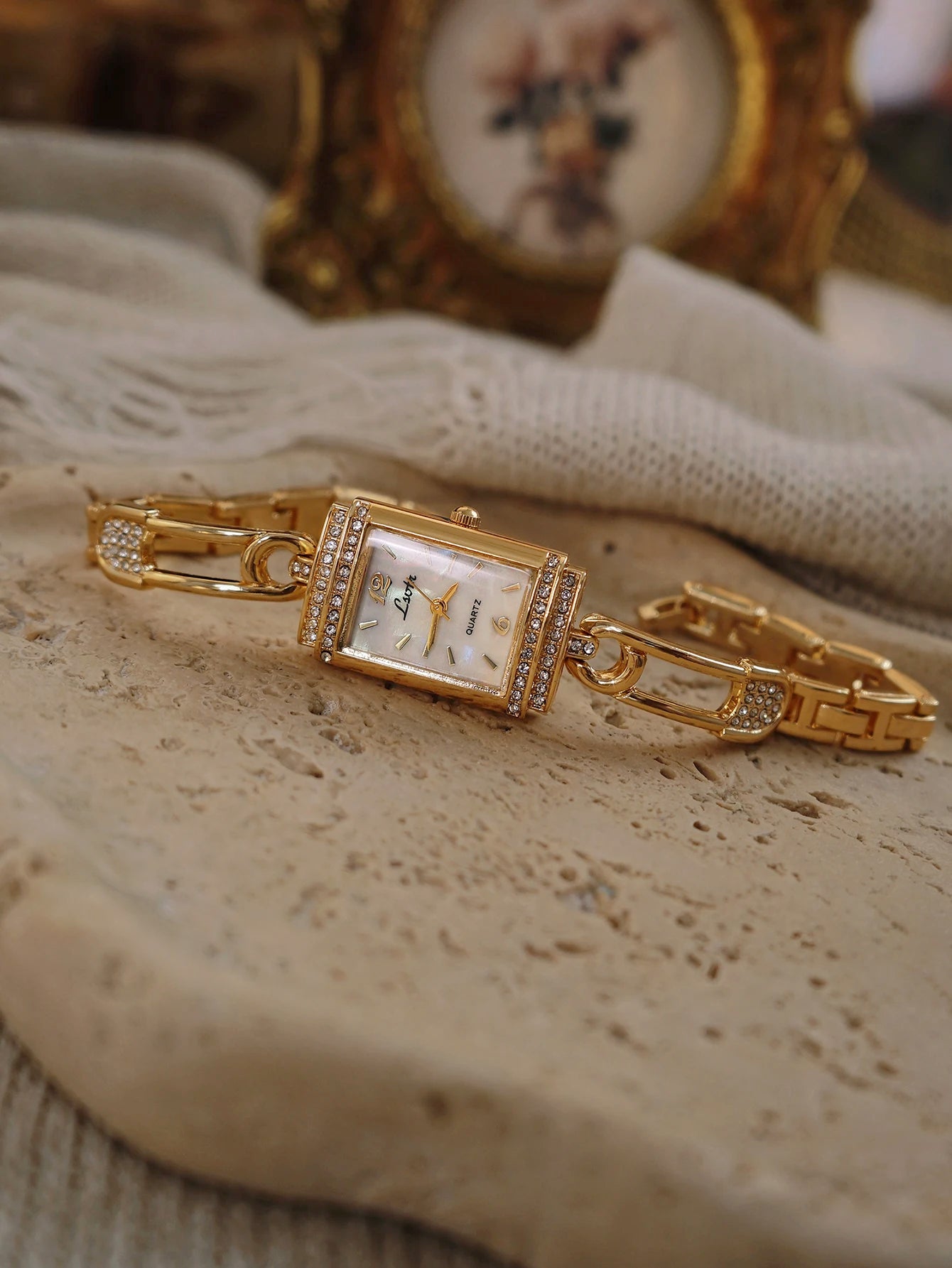 The Grace Watch - Vintage Inspired Crystal Rectangle Bracelet Watch