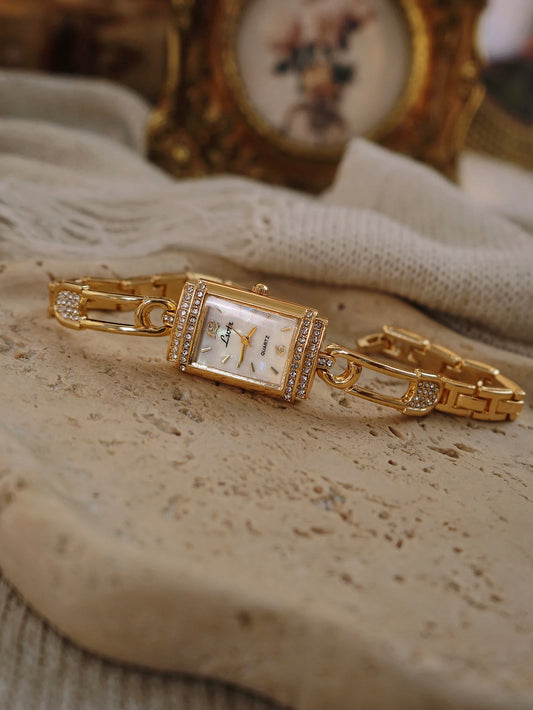 The Grace Watch - Vintage Inspired Crystal Rectangle Bracelet Watch