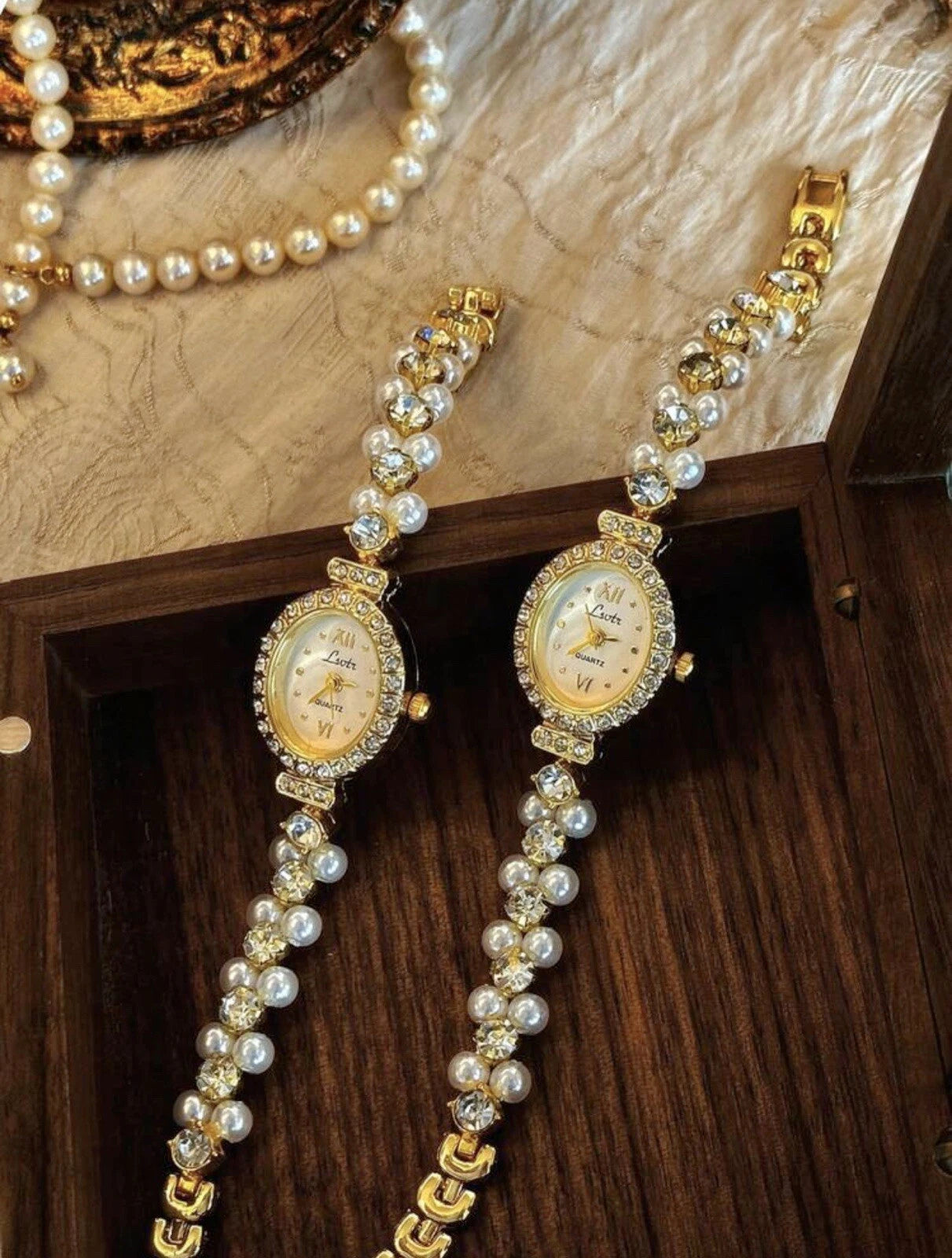 The Pearl Edit – Oval Gold Vintage Inspired Elegant Watch