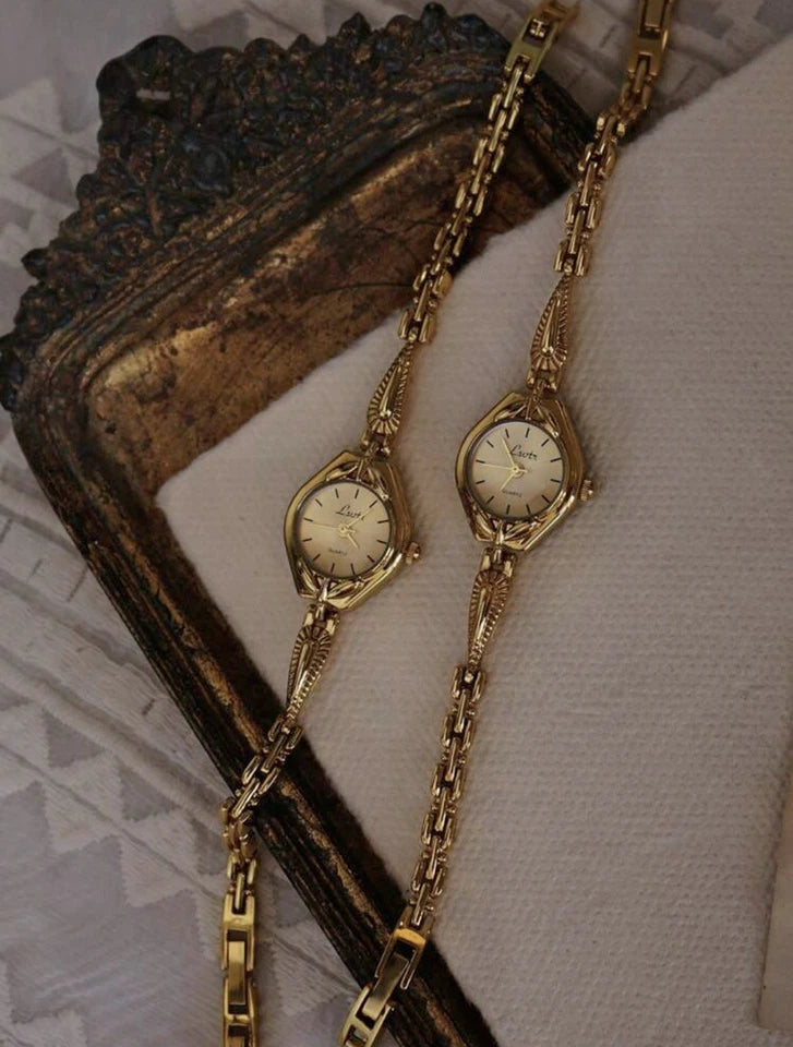 The Fifth Avenue - Gold French Vintage Style Unique Dainty Women’s Wrist Watch Trendy Cute Gift