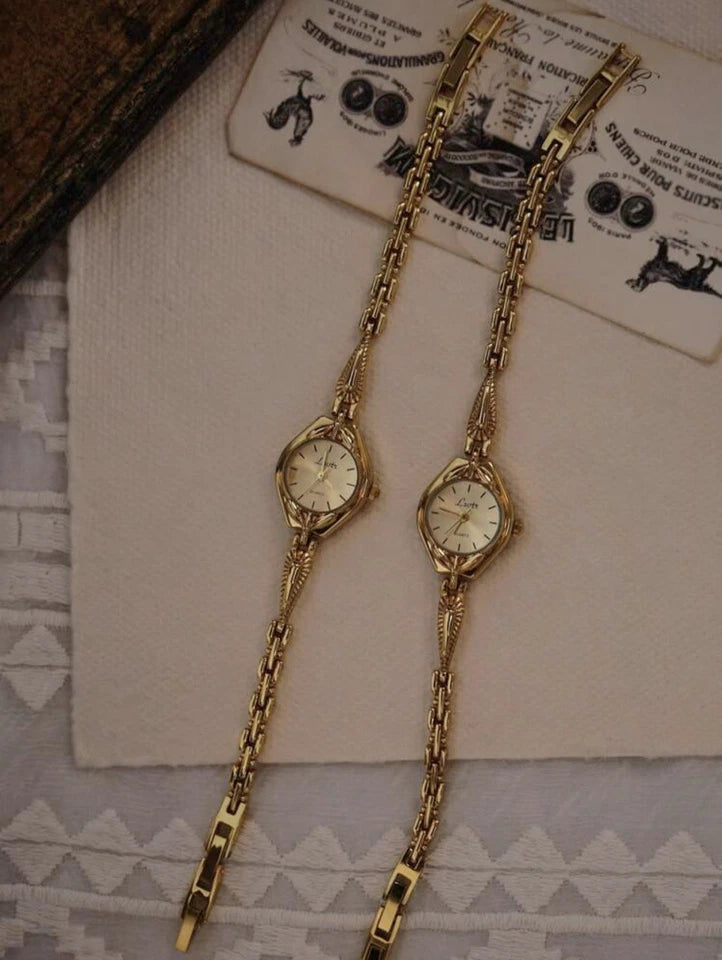 The Fifth Avenue - Gold French Vintage Style Unique Dainty Women’s Wrist Watch Trendy Cute Gift